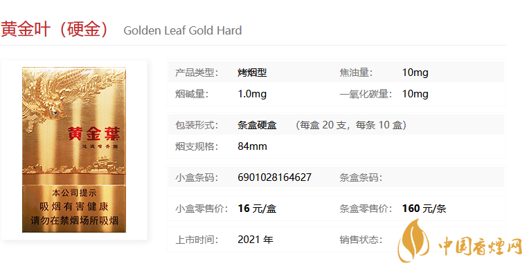 黃金葉（硬金）多少錢一包 黃金葉（硬金）價格參數(shù)一覽。